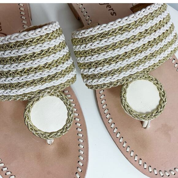 Jack Rogers Womens Jacks Rope Slip On Sandal sLeather Sole Gold Ivory 8 - Picture 4 of 6